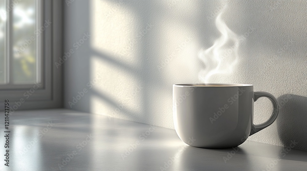 Steam rising from a coffee cup on a window sill. Steam rising from a coffee cup on a window sill.