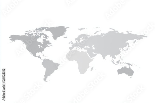 World map vector, isolated on white background. Flat Earth, gray map template for web site pattern, anual report, inphographics. Globe similar worldmap icon. Travel worldwide, map silhouette backdrop. photo