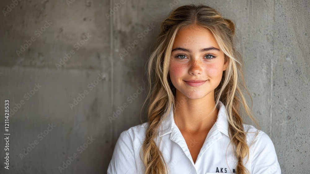 Portrait of a Young Woman with Freckles and Blonde Hair Portrait of a Young Woman with Freckles and Blonde Hair
