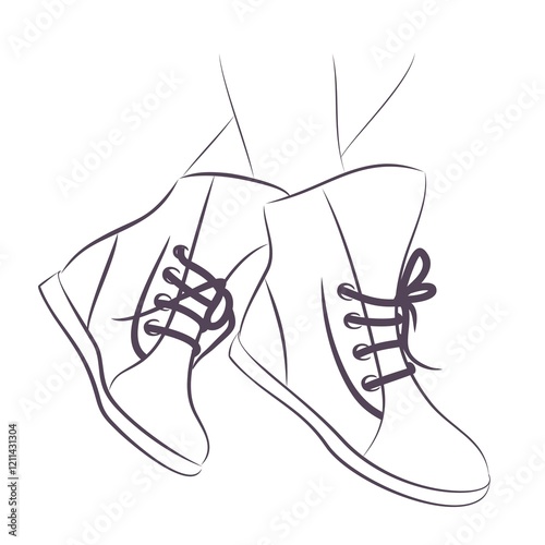 A sketch of a pair of women's sports shoes.