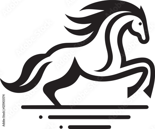 Simple horse logo on black and white background