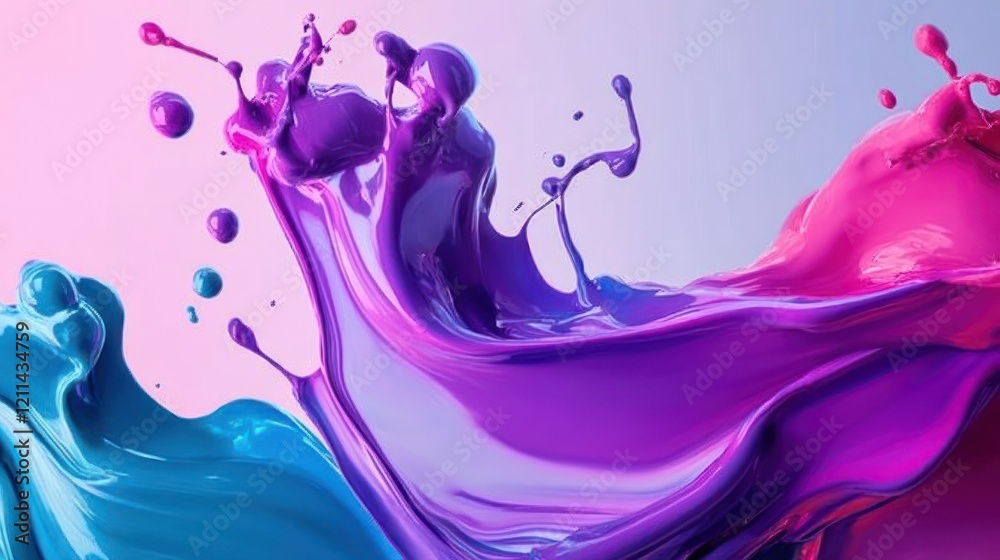 Fototapeta premium Vibrant Color Splash: A Symphony of Purple, Pink, and Blue