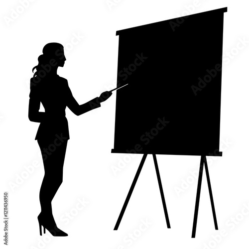Silhouette of businesswoman giving presentation