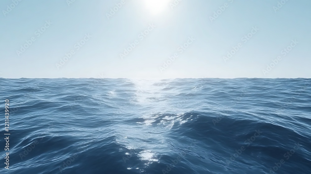 Sunlit Ocean Waves Rolling Across Horizon Sunlit Ocean Waves Rolling Across Horizon