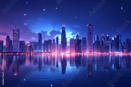 Very detailed 7000px city on horizon, Generative AI