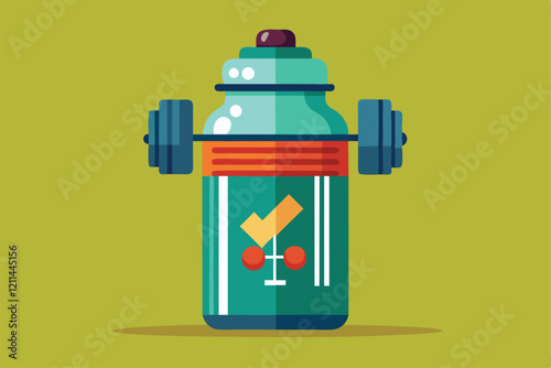 A vibrant fitness bottle ideal for gym workouts is featured against a colorful backdrop Fitness bottle for gym Mockup,