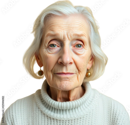 Elderly Danish woman isolated on transparent background
