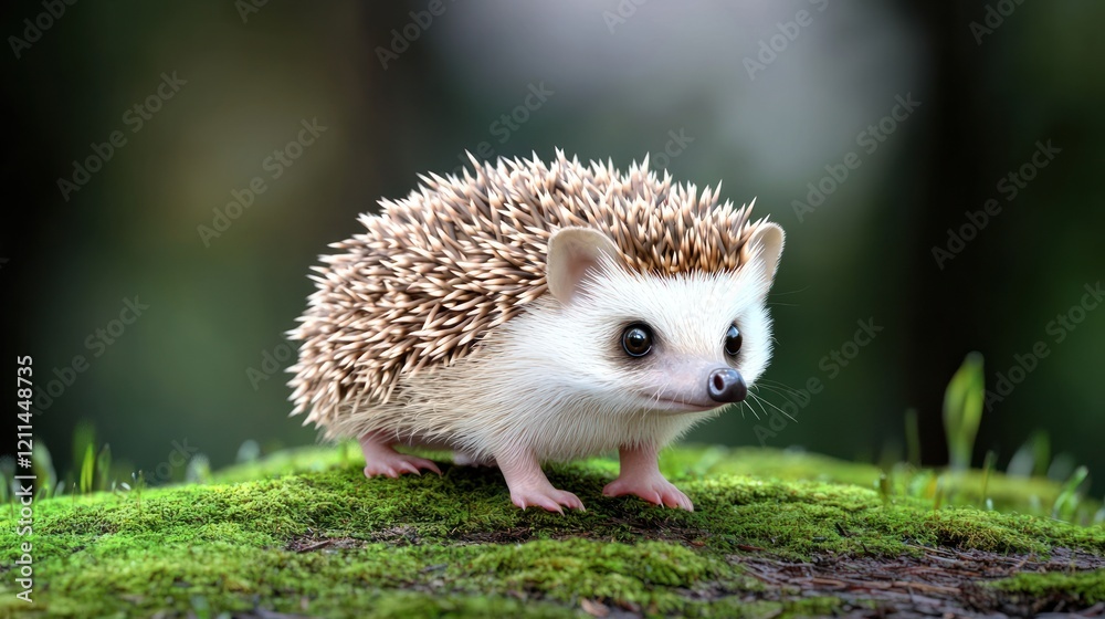 Fototapeta premium Adorable Hedgehog on Moss