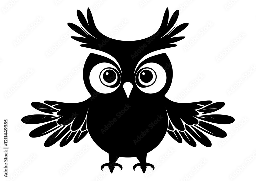 Obraz premium Title: Owl Baby Black and White Isolated Icon .Owl Minimalist and Flat Logo .Owl, Black and White Vector illustration.Owl Baby Minimalist and Flat Logo .Owl Baby, Black and White Vector illustration.