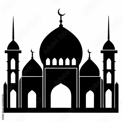 Majestic Mosque Silhouette on White