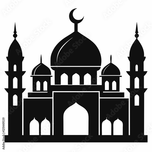 Majestic Mosque Silhouette on White