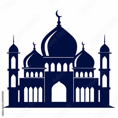 Majestic Mosque Silhouette on White