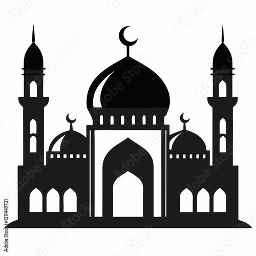 Majestic Mosque Silhouette on White