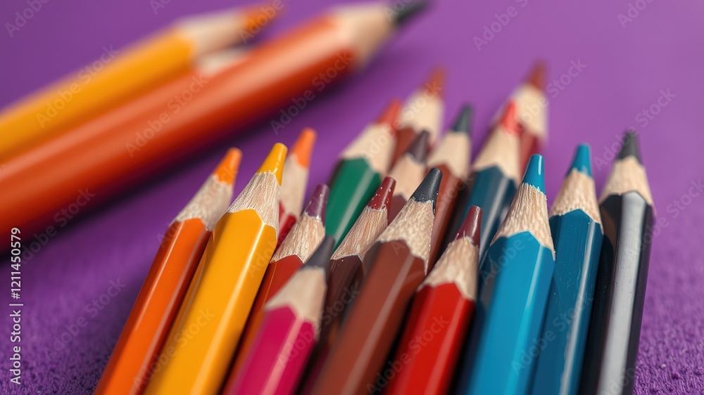 Color Pencil Drawings Macro Purple Background - High Detail Art Photography Color Pencil Drawings Macro Purple Background - High Detail Art Photography