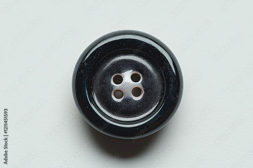 Black four-hole button on white background. Black four-hole button on white background.