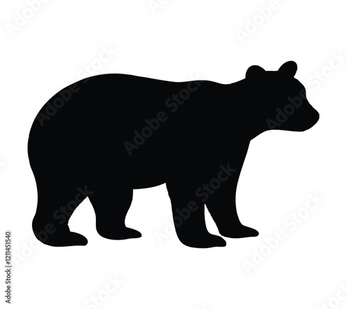 Bear cub silhouette vector art style illustration on white background artwork