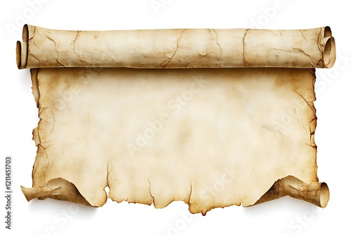 Antique scroll of parchment, ideal for historical themes.