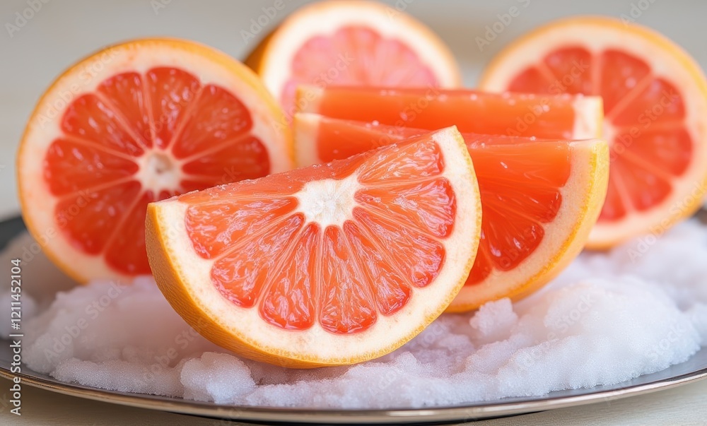 Refreshing citrus fruit displayed on plate Refreshing citrus fruit displayed on plate