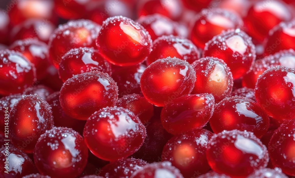 Vibrant red candy-coated sweets Vibrant red candy-coated sweets