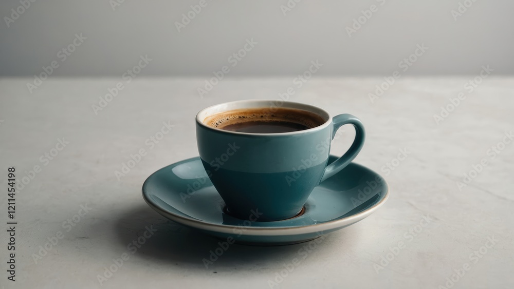 Minimalist Cup of Black Coffee in Blue Ceramic Cup Minimalist Cup of Black Coffee in Blue Ceramic Cup