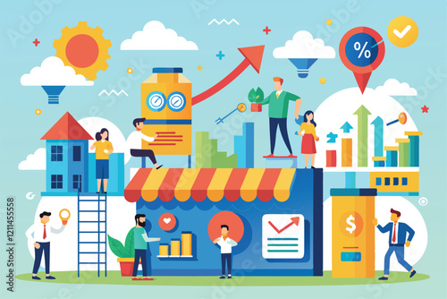 Creative visualization of franchise business growth strategies and metrics in an engaging graphic design franchise business scale concept business expansion ideas business growth and expand marketing