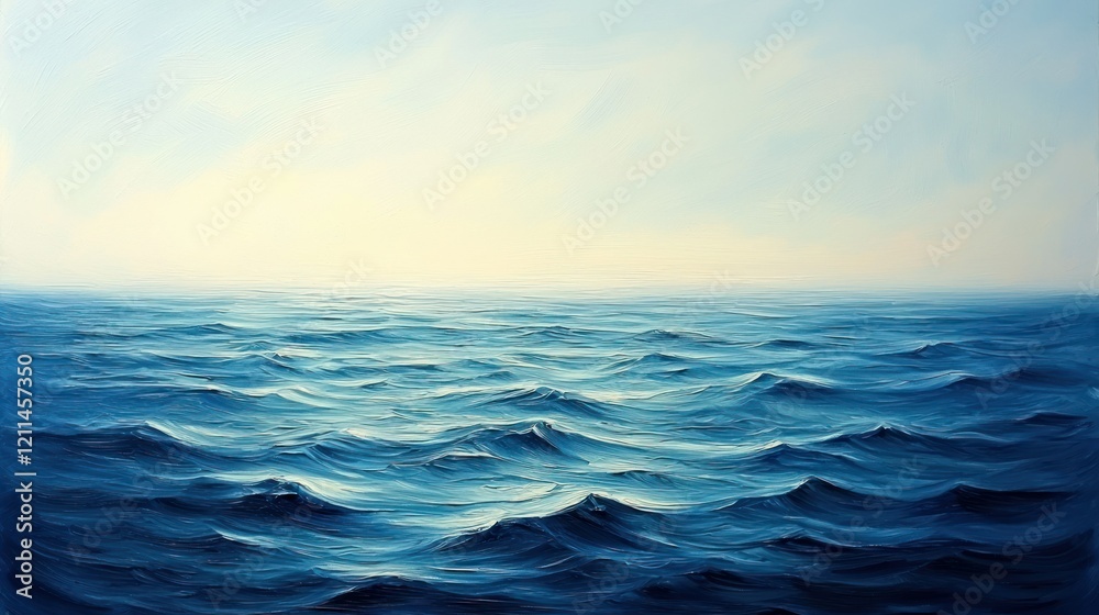 Fototapeta premium Tranquil Ocean: A Serene Seascape Painting