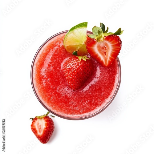 A tropical and fruity Strawberry Daiquiri cocktail with fresh strawberries, rum, and lime juice photo