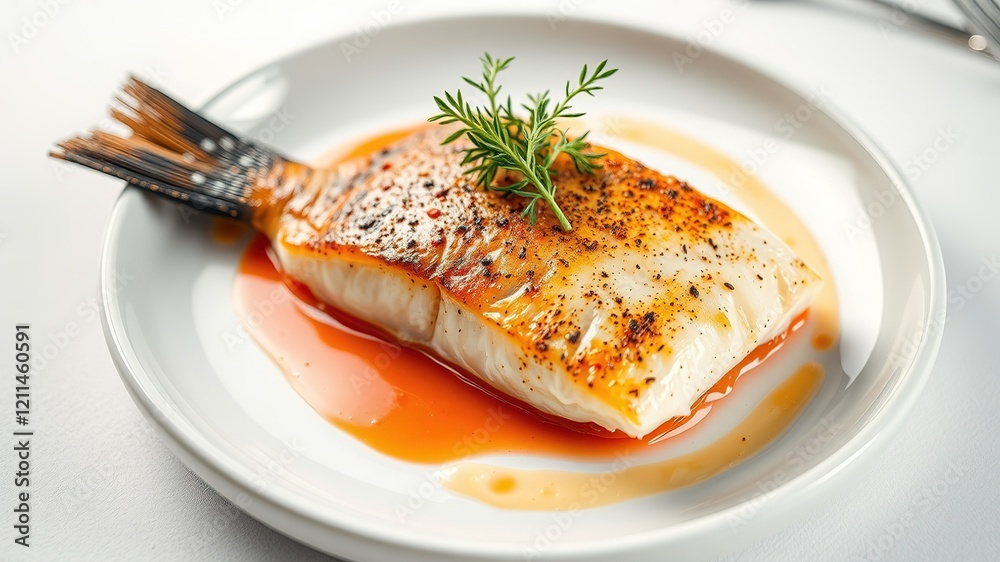 Exquisite Poached Fish Fine Dining Dish Exquisite Poached Fish Fine Dining Dish