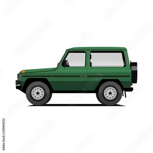 green vintage car. SUV. crossover. vector