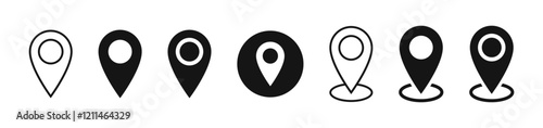 Location icon set, Map pin place marker. location pointer icon symbol in flat style. Location pin icon, Navigation sign