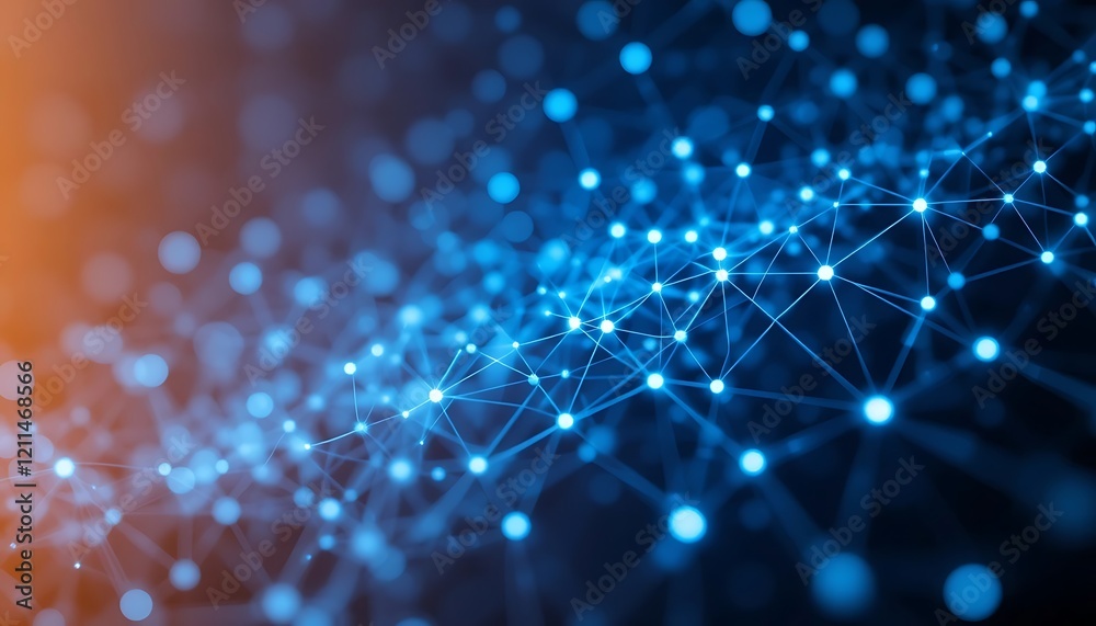 Abstract Network Connection: Futuristic Digital Technology Background with Glowing Nodes and Lines Abstract Network Connection: Futuristic Digital Technology Background with Glowing Nodes and Lines