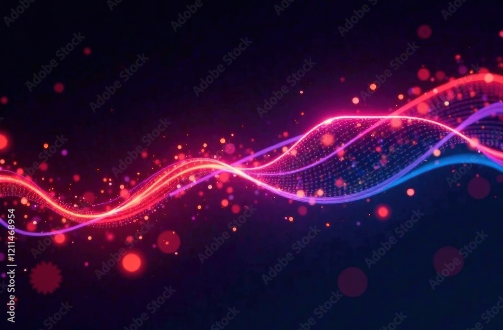 Obraz premium Abstract flowing neon wave purple background