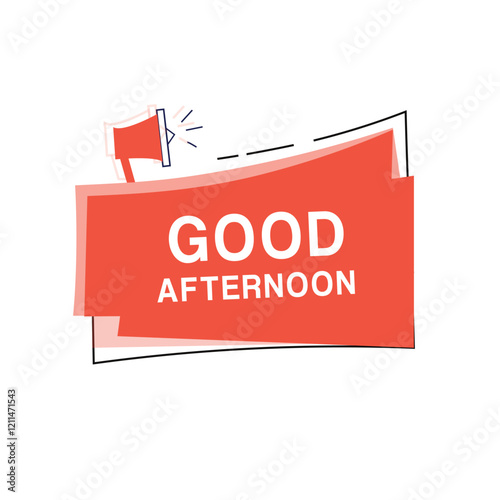 Good afternoon announce label flat design graphic element. marketing sign white background isolated vector.