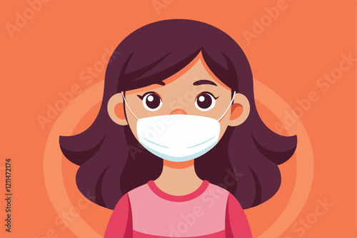A girl with dark hair wears a medical mask for protection indoors girl wearing medical mask for protect