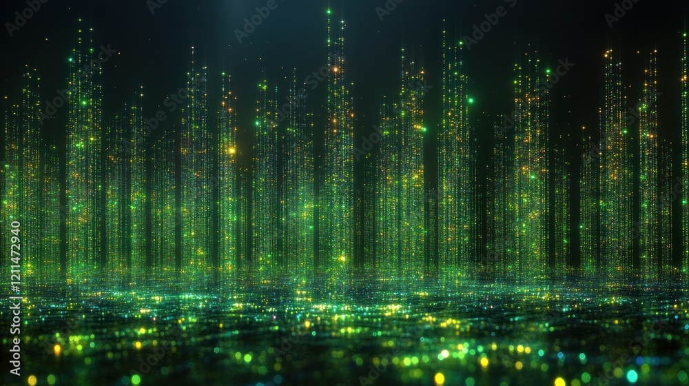Luminous Green Digital Cityscape: A Sparkling Metropolis of Light Luminous Green Digital Cityscape: A Sparkling Metropolis of Light