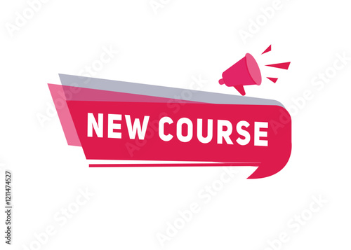 Free Download New course label modern banner tag announcement design megaphone. Design element on white background. - GFXLoad