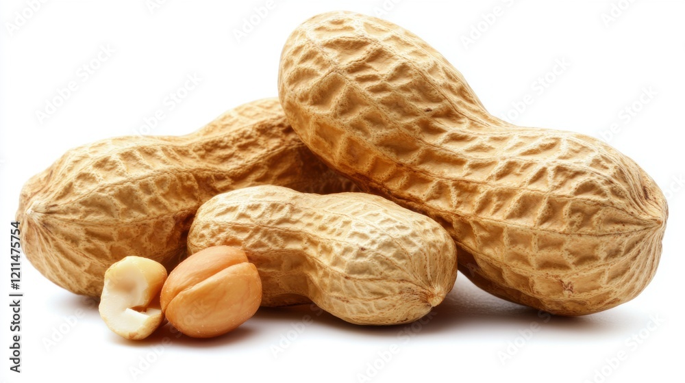 Fresh Raw Peanuts in Shell on White Background for Food Photography Fresh Raw Peanuts in Shell on White Background for Food Photography