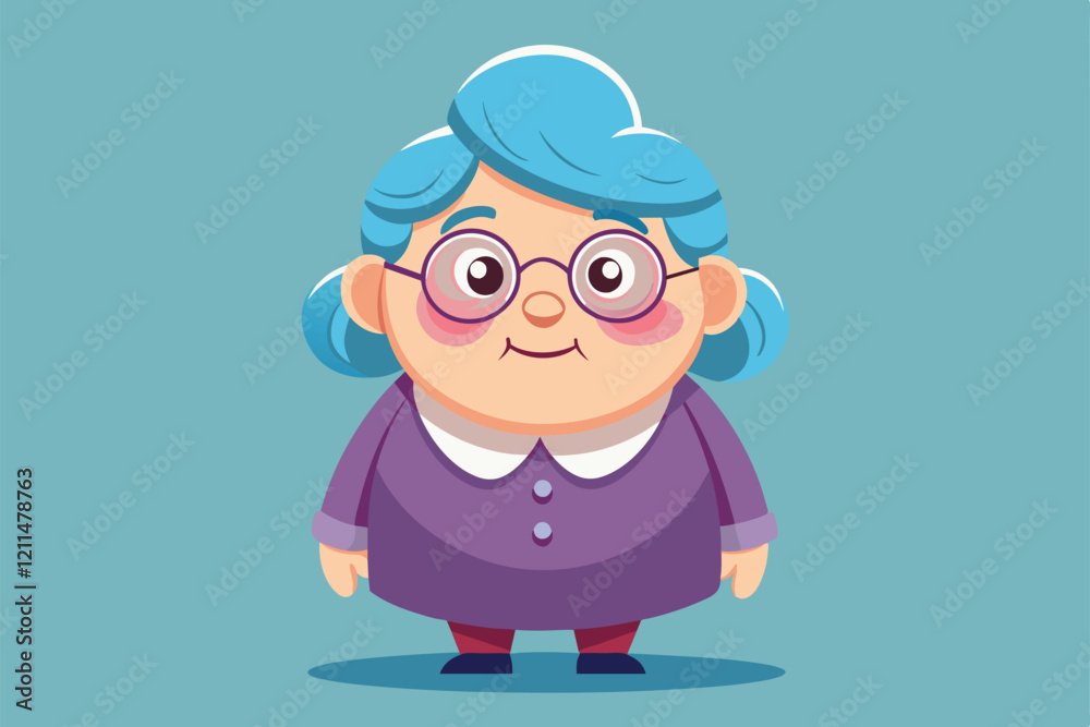 A cute cartoon grandma stands smiling, displaying her joyful personality in a bright setting Grandma Customizable Cartoon Illustration A cute cartoon grandma stands smiling, displaying her joyful personality in a bright setting Grandma Customizable Cartoon Illustration