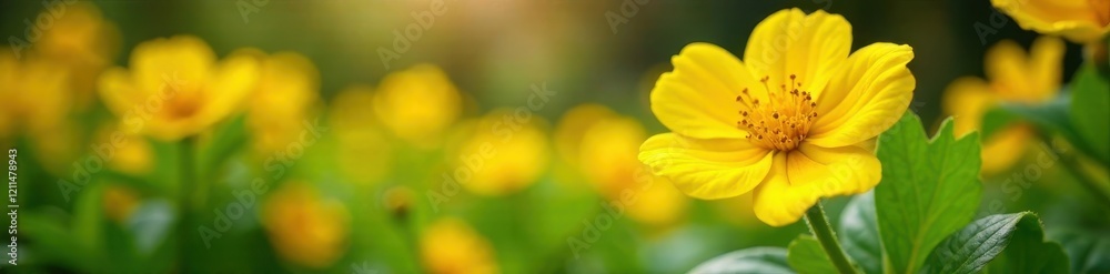 Sunny yellow petunia flowers blooming in a lush green garden, sunny, garden, garden Sunny yellow petunia flowers blooming in a lush green garden, sunny, garden, garden