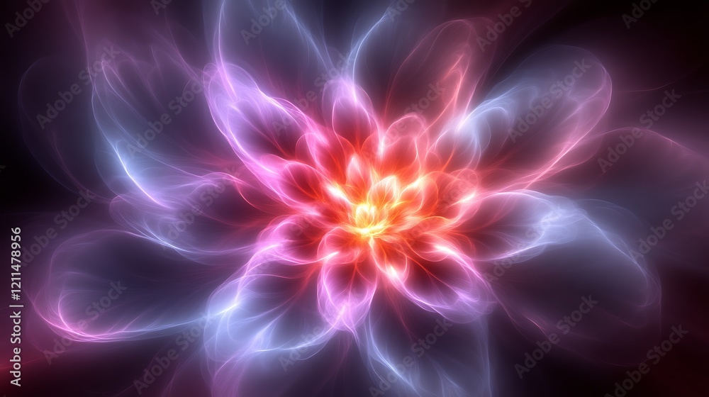 Luminous Abstract Flower Glowing Brightly In Dark Luminous Abstract Flower Glowing Brightly In Dark