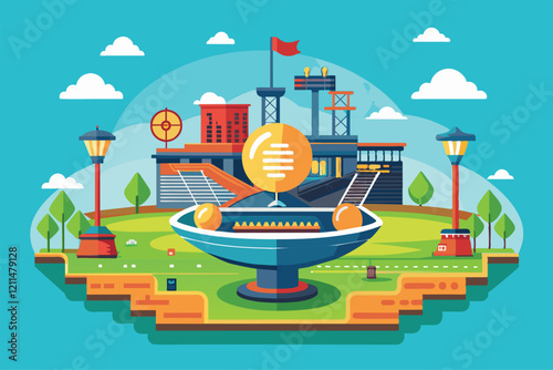 A colorful depiction of a grand slam venue featuring players, fans, and exciting game elements Grand slam Customizable Semi Flat Illustration