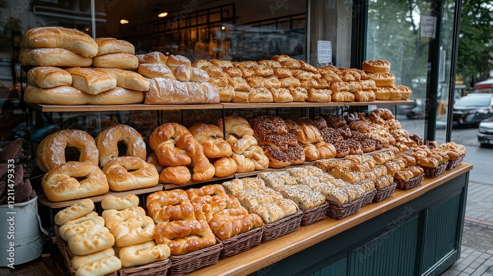 Artisan Bread Display at a European Bakery Artisan Bread Display at a European Bakery