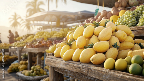 Golden Mangoes at Market: A...