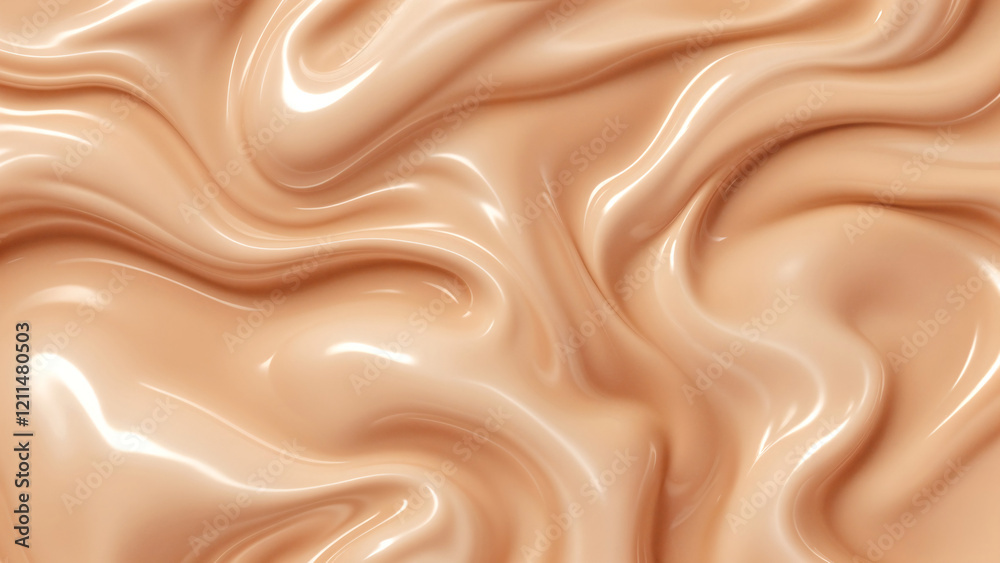 abstract background with liquid cream in color of the year mocha mousse . Generative AI abstract background with liquid cream in color of the year mocha mousse . Generative AI
