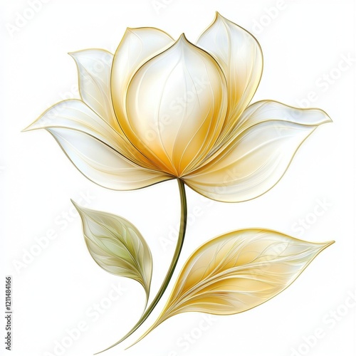 Elegant Floral Design Featuring a Soft White and Gold Blossom