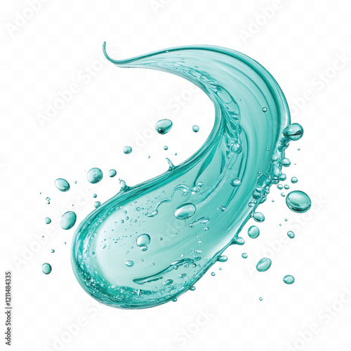 realistic 3d fresh water liquid gel splashes in curve style with many drops isolated on white background