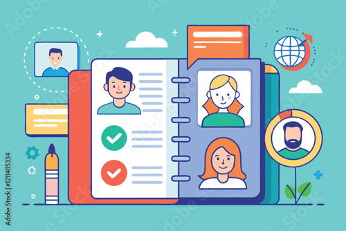 Users consult a guide with company contacts and tips for improving communication and relationships at work Guide and manual for users, Company contacts,