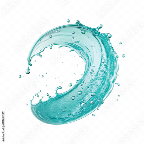 realistic 3d fresh water liquid gel splashes in curve style with many drops isolated on white background