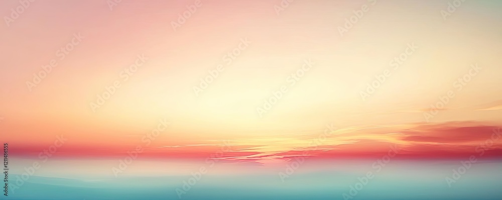 Naklejka premium Soft watercolor idea. A serene sunset showcasing vibrant colors blending beautifully in the sky.