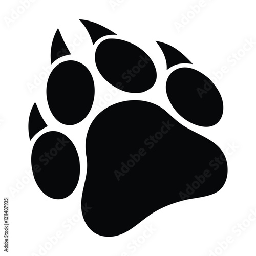 Bear paw print silhouette vector art style illustration on white background artwork